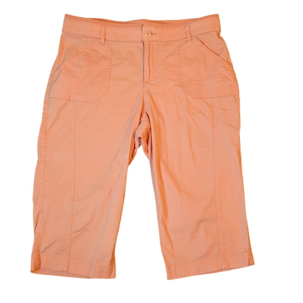 Lee Relaxed Fit Capri Pants Peach Coral Mid Rise Stretch Crop Womens 14 Medium